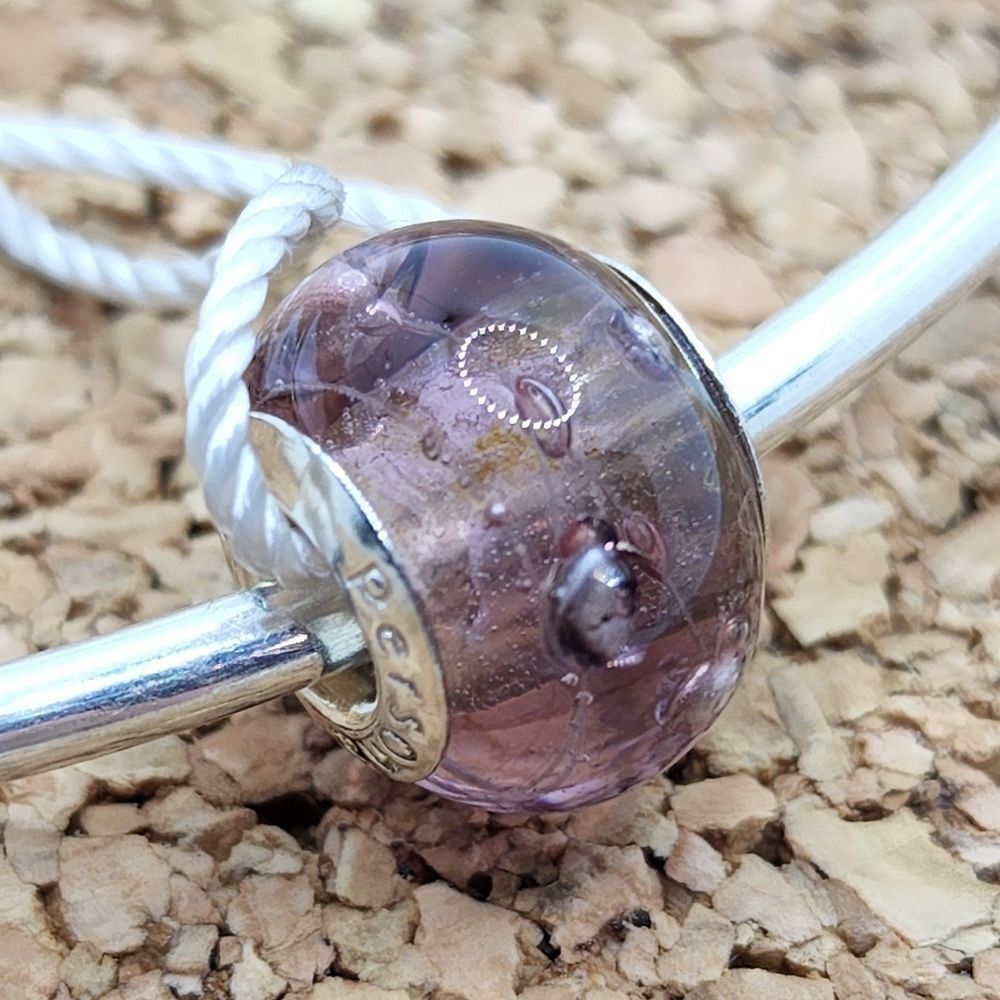 3/$30 🖤 STERLING SILVER PURPLE BUBBLES MURANO CHARM BEAD FOR PANDORA BRACELETS